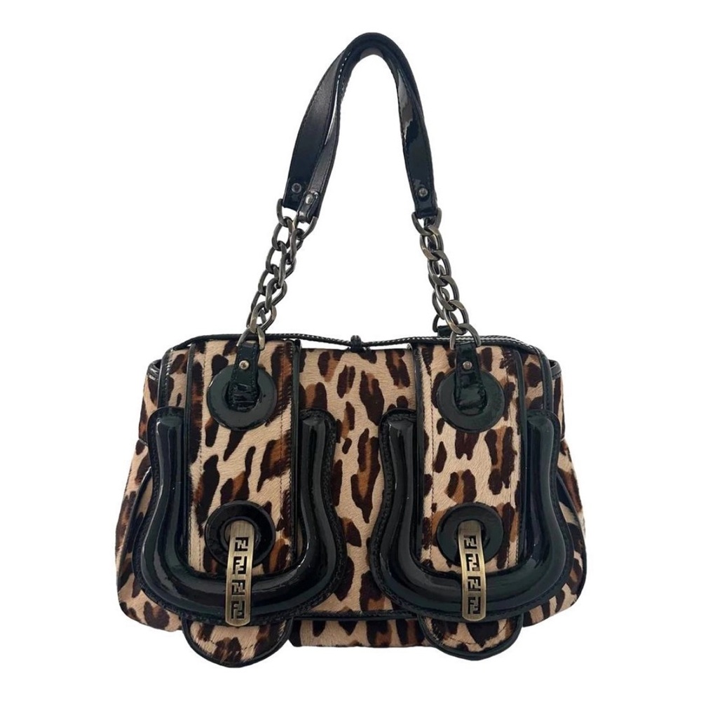 Leopard Print Handbag with Black Accents